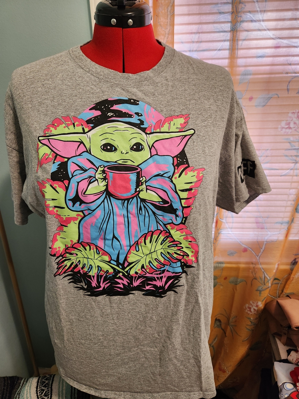 Neon Grogu Coffee Shirt